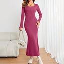 Chic Women's Long Sleeve Ribbed Knit Dress
