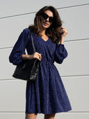 V-Neck Puff Sleeve Women's Dress