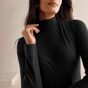 Chic Long Sleeve Maxi Dress with High Collar and Flowing Skirt