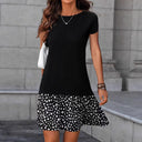 Chic Women's Short Sleeve Striped Dress with Flowy Skirt