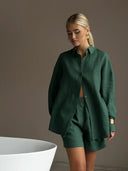 Linen Blouse and Shorts Ensemble for Women