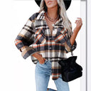 Checked Flannel Shirt for Women with Chest Pockets
