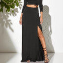 Chic High Slit Maxi Skirt with Elastic Waistband