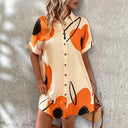 Floral Print Women's Shirt Dress with Button Placket