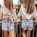 Trendy Women's Denim Shorts with Distressed Accents