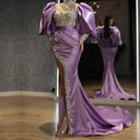 Stunning Evening Dress with Sequin Embroidery and Dramatic Sleeves
