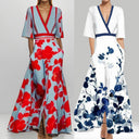 Chic V-Neck Printed Peplum Dress
