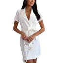 Chic Blazer Dress with Belted Waist and Stylish Button Detail