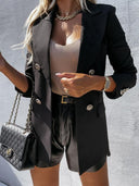 Chic Women's Blazer with Double-Breasted Design and Stylish Accents