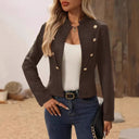 Chic Women's Short Blazer Jacket with Stand-Up Collar