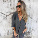 Chic Short Sleeve Linen Blazer for Women