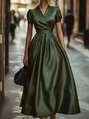 Chic Maxi Dress with Puff Sleeves and Wrap Design