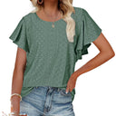 Chic Ruffle and Lace Short-Sleeve Blouse for Women