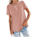 Stylish Women's T-Shirt with Button Accents and Relaxed Fit