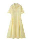 Chic Women's V-Neck Shirt Dress with Wide Sleeves