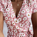 Floral Short Sleeve Wrap Dress for Women