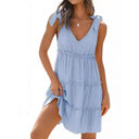 Chic V-Neck Ruffle Dress with Adjustable Straps