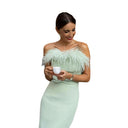 Feather-Embellished Evening Dress for Women