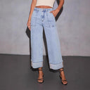 Chic Women’s Boyfriend Jeans with Cuffed Waistband