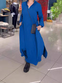 Chic Women's Shirt Dress with Flowing Design and Side Pockets