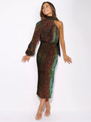 Glamorous Asymmetrical Evening Dress with Sequin Detail