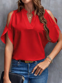 Chic Off-Shoulder Blouse with Stand Collar