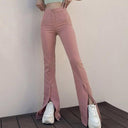 Chic High-Waist Flared Pants with Side Slits