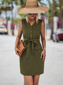 Chic Women's Dress with Belt & Pockets
