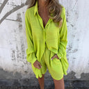 Chic Women's Long Blouse with Button Placket