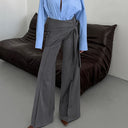 Chic Wide-Leg Wrap Pants with Fitted Waist
