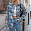 Checked Cotton Blouse for Women with Stylish Button Accents