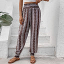 Bohemian Floral Print Women’s Pants with Elastic Waist