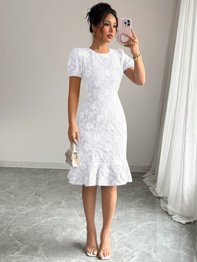 Floral Ruffled Hem Women's Dress