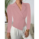 Chic Women's Blazer with Double-Breasted Design and Curved Hem