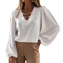 Puff Sleeve Blouse with Chain Accents for Women