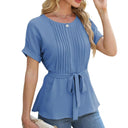 Chic Women's Pleated Blouse in Versatile Fabric