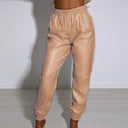 Stylish Faux Leather Jogging Pants for Women