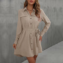 Stylish Women's Shirt Dress with Adjustable Belt and Button Detail