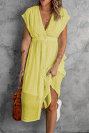 Women's Flowing Button-Detail Shirt Dress