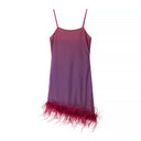 Chic Ruffled Spaghetti Strap Dress with Feather Trim