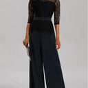 Chic Women's Lace Sleeve Jumpsuit with Wide Leg