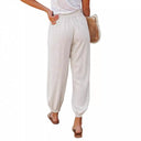 Chic Women's Linen Trousers with Adjustable Waist