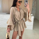 Chic Women's Kaftan Dress with Statement Sleeves and Waist Tie
