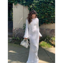 Women's Long Sleeve Maxi Dress with Ruffle Accents