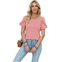Chic Ruffle Detail Women's T-Shirt