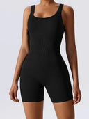 Ribbed Texture Women's Figure-Hugging Sports Bodysuit
