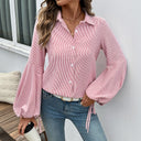 Trendy Striped Women's Blouse with Statement Sleeves
