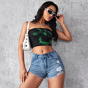 Chic High-Waist Women's Denim Shorts with Distressed Accents