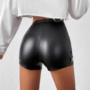 Chic High-Waist Faux Leather Shorts with Cut-Out Accents
