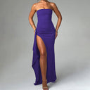 Strapless Women's Maxi Dress with Chic Slit